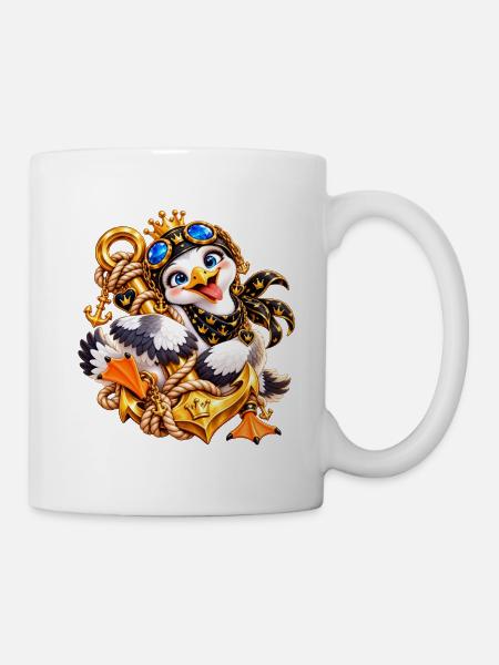 Königliche Möwe Nautik‑Schmuck - Tasse - Weiß
