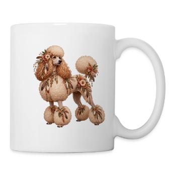 Pudel – Romantischer Blumenstil - Tasse - Weiß - Rechts