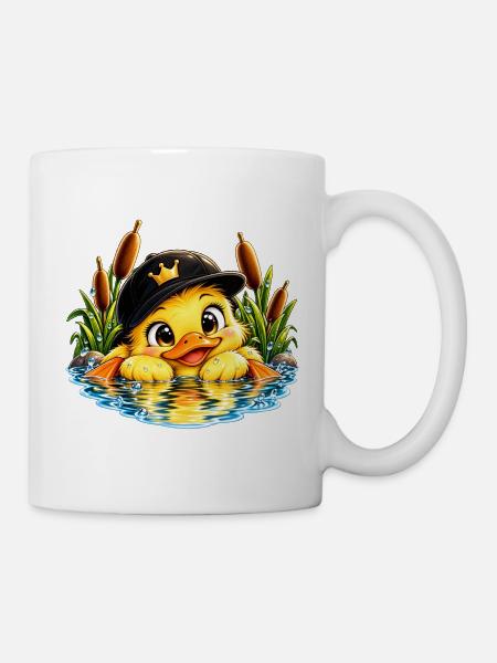 Königsküken im Wasser mit Hut - Tasse - Weiß