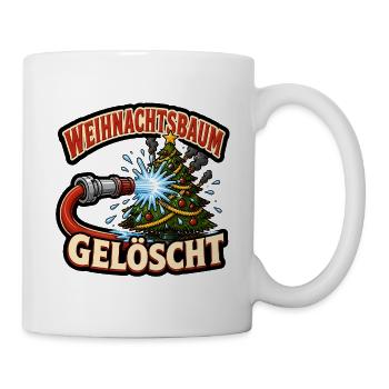 Weihnachtsbaum gelöscht Feuerwehr lustig Shirt - Tasse - Weiß - Rechts