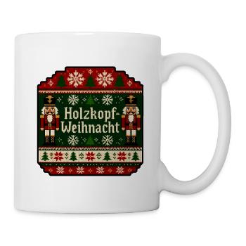 Holzkopf Weihnacht Ugly Sweater Strickmuster Shirt - Tasse - Weiß - Rechts