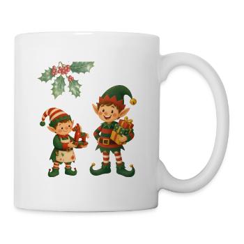 Weihnachtselfen – Festliches Festtagsdesign - Tasse - Weiß - Rechts