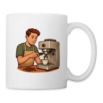 Geschenk für neue Hobby-Baristas mit Siebträger - Tasse - Weiß - Rechts