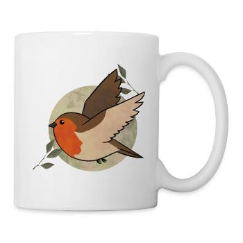 Aquarell Robin auf Kreis - Tasse - Weiß - Rechts