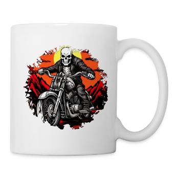 Skelette Motorrad / Motorradfahrer Totenkopf - Tasse - Weiß - Rechts