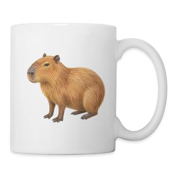 Capybara-Tierzeichnung mit Buntstiften - Tasse - Weiß - Rechts