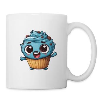 Blauer Cupcake Mascot Design - Tasse - Weiß - Rechts