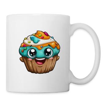 Kawaii Cupcake Cartoon Gesichter - Tasse - Weiß - Rechts