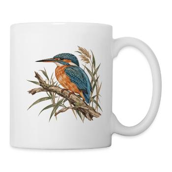 Königsfischer Aquarell Naturdesign - Tasse - Weiß - Rechts