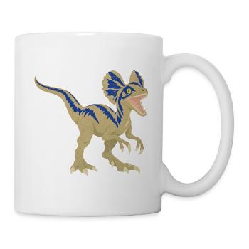 Azurblauer Dino mit Zackenmuster - Tasse - Weiß - Rechts