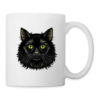 Flauschiges Katzengesicht - Tasse - Weiß - Rechts