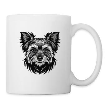 Yorkshire Terrier Hundekopf - Tasse - Weiß - Rechts