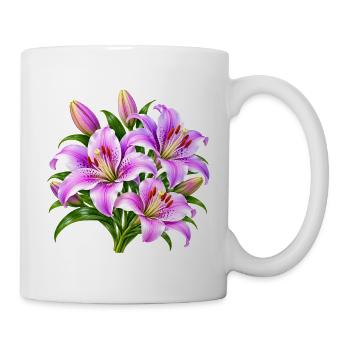 Rosa Lilien-Strauß-Druck - Tasse - Weiß - Rechts