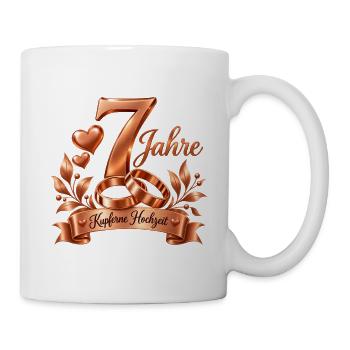 7.Hochzeitstag , Kupferne Hochzeit , 7 Jahre - Tasse - Weiß - Rechts