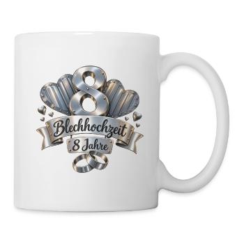 8.Hochzeitstag , Blechhochzeit , 8 Jahre  - Tasse - Weiß - Rechts