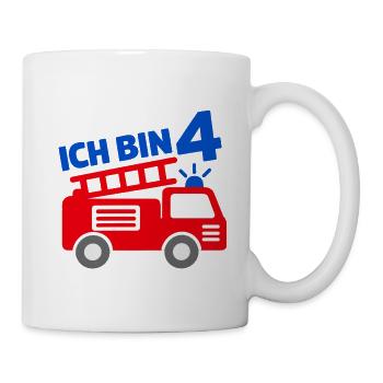Ich bin 4 Feuerwehr - Tasse - Weiß - Rechts