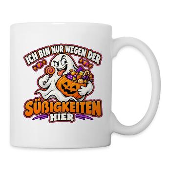 Halloween-Geist auf Süßigkeitenjagd - Tasse - Weiß - Rechts