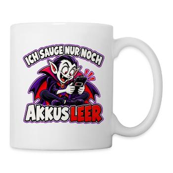 Halloween-Vampir – Ich sauge nur noch, Akkus leer - Tasse - Weiß - Rechts
