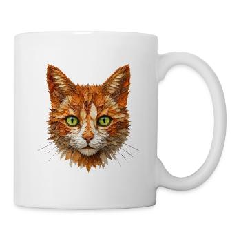 Katze aus Herbstlaub - Tasse - Weiß - Rechts