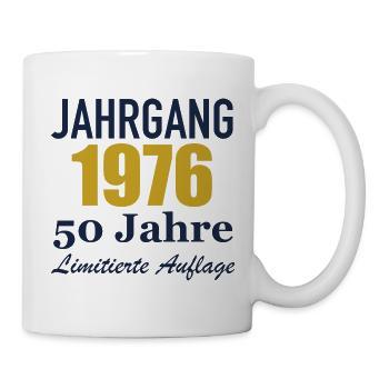 Jahrgang 1976 – 50 Jahre Limitierte Auflage - Tasse - Weiß - Rechts