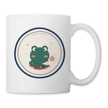 Frosch mit Social Battery 1% Rest - Tasse - Weiß - Rechts