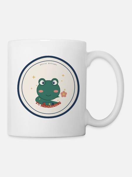 Frosch mit Social Battery 1% Rest - Tasse - Weiß