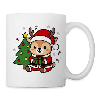 Süßes Kawaii-Hirsch-Weihnachtsbaum-Weihnachtsbaumgeschenk - Tasse - Weiß - Rechts