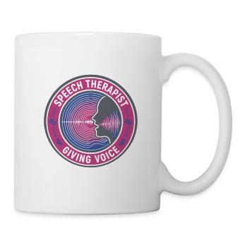 Sprachtherapeutin gibt Stimmwellen-Abzeichen-Geschenk - Tasse - Weiß - Rechts