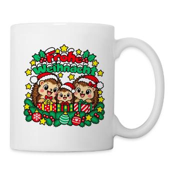 Frohe Weihnacht Igelgeschenke - Tasse - Weiß - Rechts