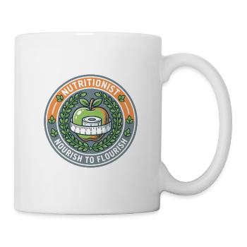 Ernährungsberater – Ernährung, um zu gedeihen, Apfelabzeichen-Geschenk - Tasse - Weiß - Rechts