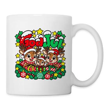 Frohe Weihnachten Rentierfamilie - Tasse - Weiß - Rechts