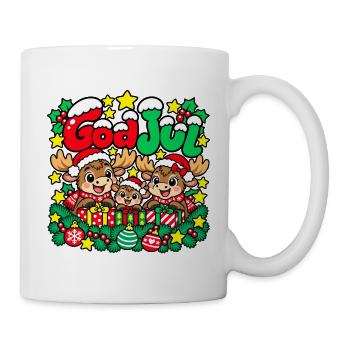 Frohe Weihnachten Elchfamilie - Tasse - Weiß - Rechts