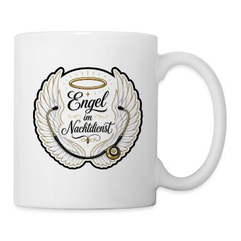 Engel im Nachtdienst Pflege Krankenschwester Shirt - Tasse - Weiß - Rechts