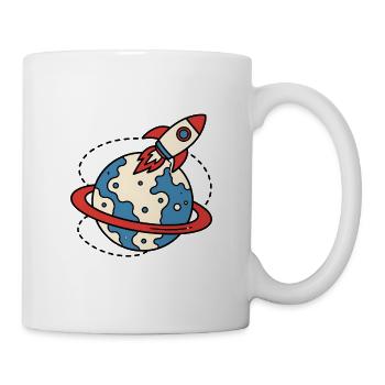 Retro Rakete Weltraum Planet Retro Sci-Fi Shirt - Tasse - Weiß - Rechts