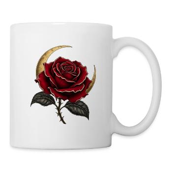 Dunkle Rose mit Mondsichel – Gothic Art - Tasse - Weiß - Rechts
