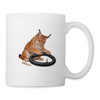 Luchs flickt einen Fahrradschlauch - Tasse - Weiß - Rechts