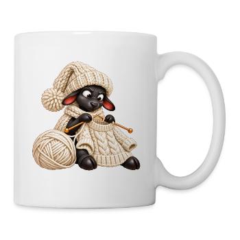 Schwarzes Schaf strickt einen Wollpullover - Tasse - Weiß - Rechts