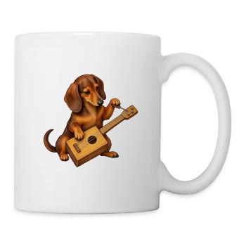 Dackel baut eine Kistengitarre - Tasse - Weiß - Rechts