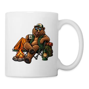 Grizzly beim Camping – Bärisches Outdoor-Abenteuer - Tasse - Weiß - Rechts