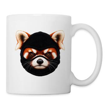 Roter Panda mit Sturmhaube – Freches Tiermotiv - Tasse - Weiß - Rechts