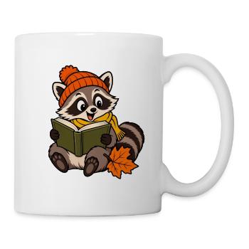 Der Waschbär liest - Tasse - Weiß - Rechts