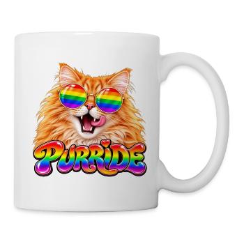 Regenbogen Pride Katze - Tasse - Weiß - Rechts
