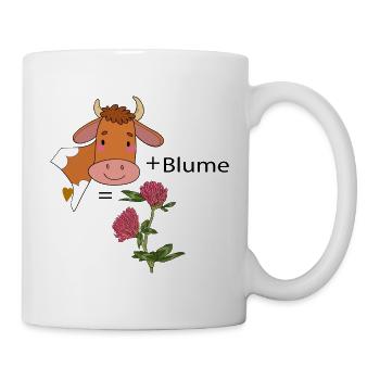 Kuh mit Blume - Tasse - Weiß - Rechts