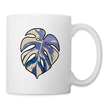 Blaues Tropisches Monsterablatt - Tasse - Weiß - Rechts