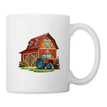 Rustikale Scheune mit Traktor - Tasse - Weiß - Rechts