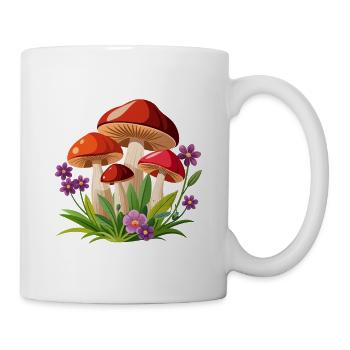 Pilze und Blumen - Tasse - Weiß - Rechts