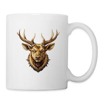 Männlicher Elch-Bullenkopf-Mount - Tasse - Weiß - Rechts