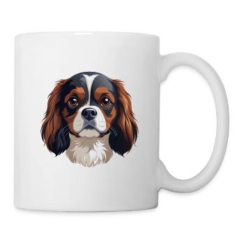 King Charles Spaniel Hundekopf - Tasse - Weiß - Rechts