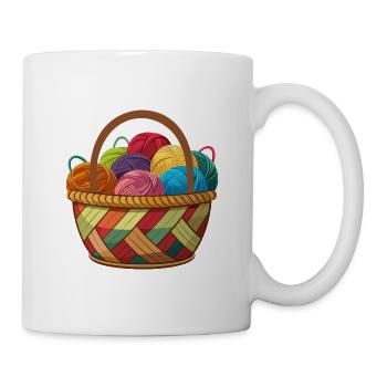 Korb mit Garnstricken Häkeln - Tasse - Weiß - Rechts