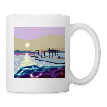 Westlich über die Wellen mit einem Pier - Tasse - Weiß - Rechts